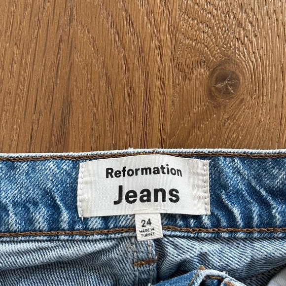 Reformation High Waist Raw-Hem Straight Leg Jean - Picture 2 of 5